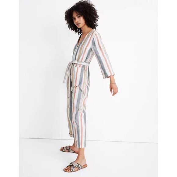 Madewell striped zip up Jumpsuit - Picture 3 of 9